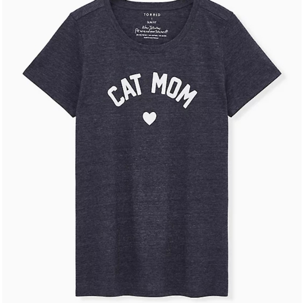 TORRID CAT MOM SLIM FIT CREW TEE